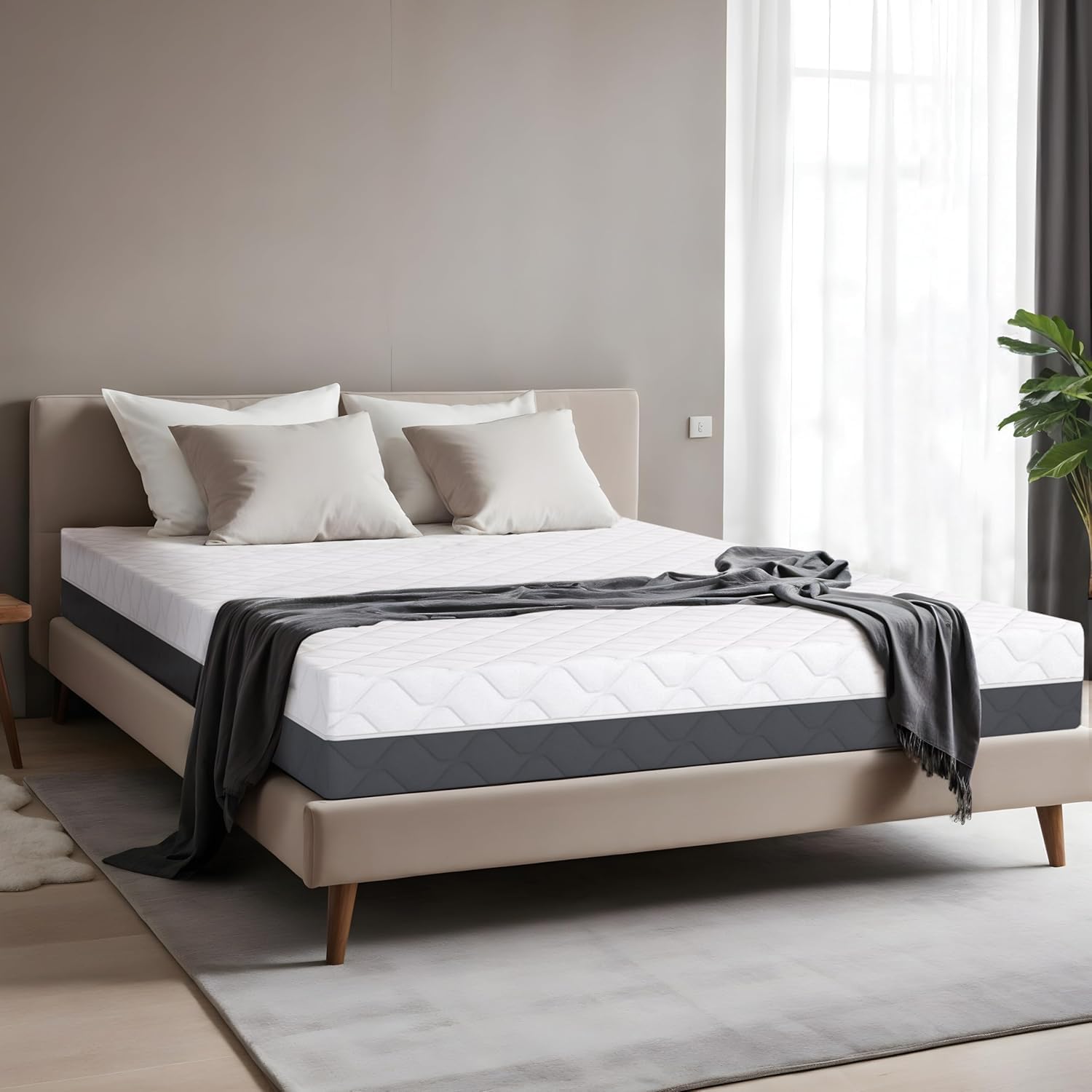 TANHK Materasso | supporto ortopedico medio rigido | formula ibrida memoria e waterfoam | 100% Made in Italy | traspirante, antiacaro e antibatterico (Avvolgente, 90 x 190)