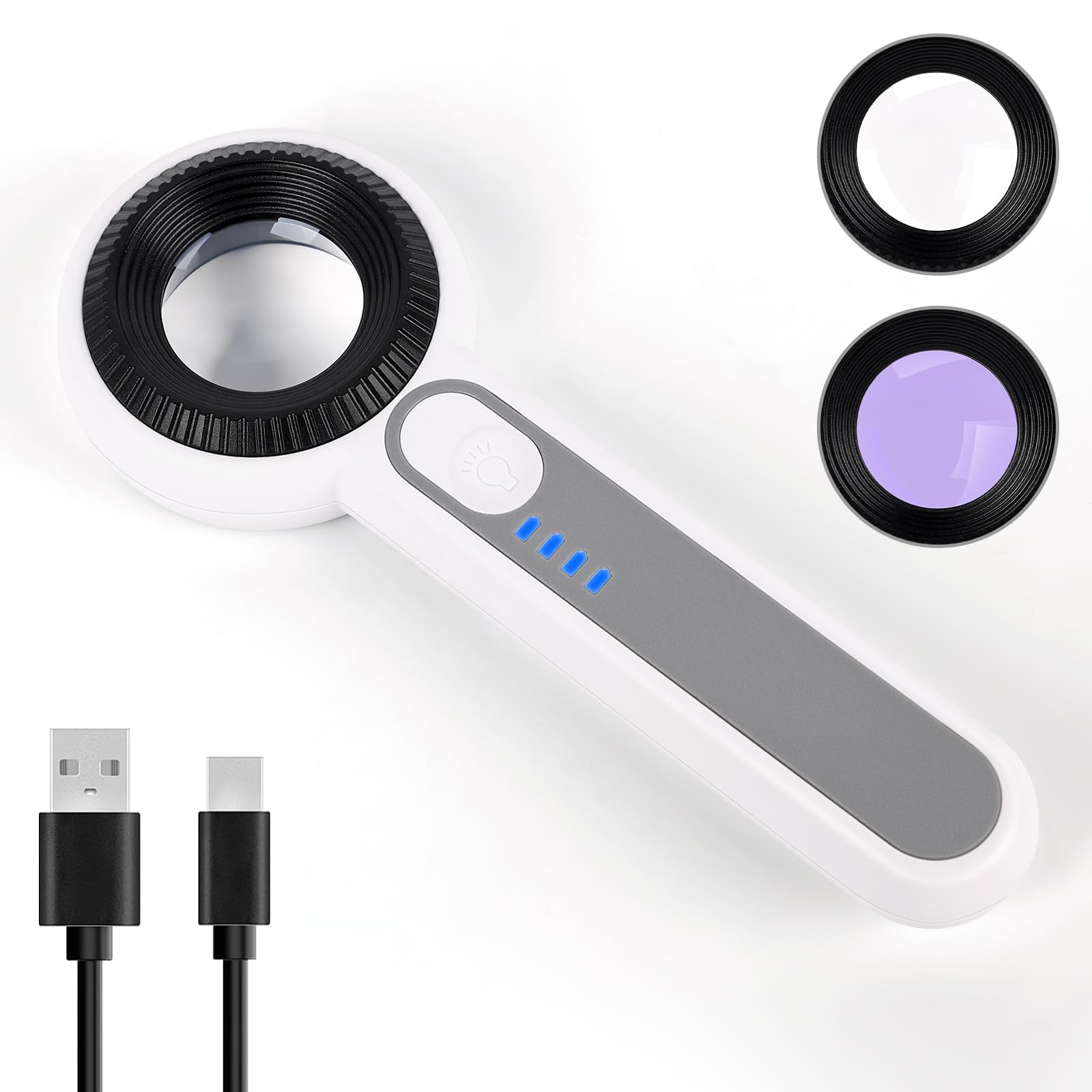 Loupe de bijoutier 60X avec lumières UV et LED Loupes grossissantes avec lentille optique 30 mm