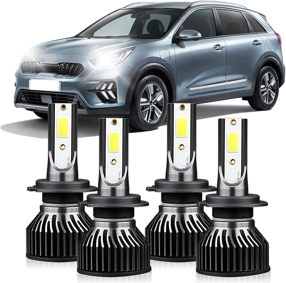 Light Bulbs Fit For Kia Sorento 2014 2015 2016 2017 2018 High Low Beam Light Bulbs Combo Pack, Plug and Play, 20000LM 800% Brightness, 6000K White Lights Bulbs, Pack of 4
