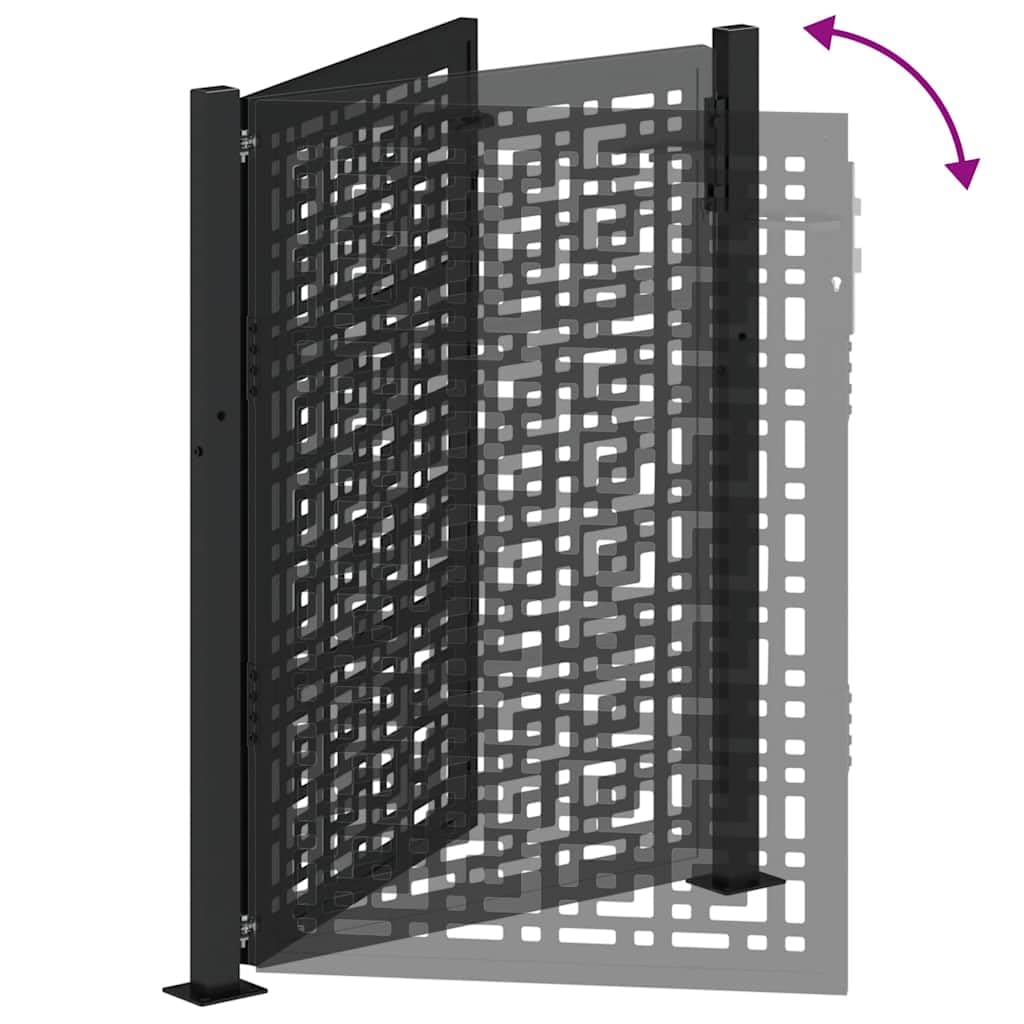 vidaXL Puerta de jardín diseño en Cruz de Acero Negra 100x125 cm, Puerta de Cerca, Puerta Exterior, Puerta de Metal, Puerta de Seguridad