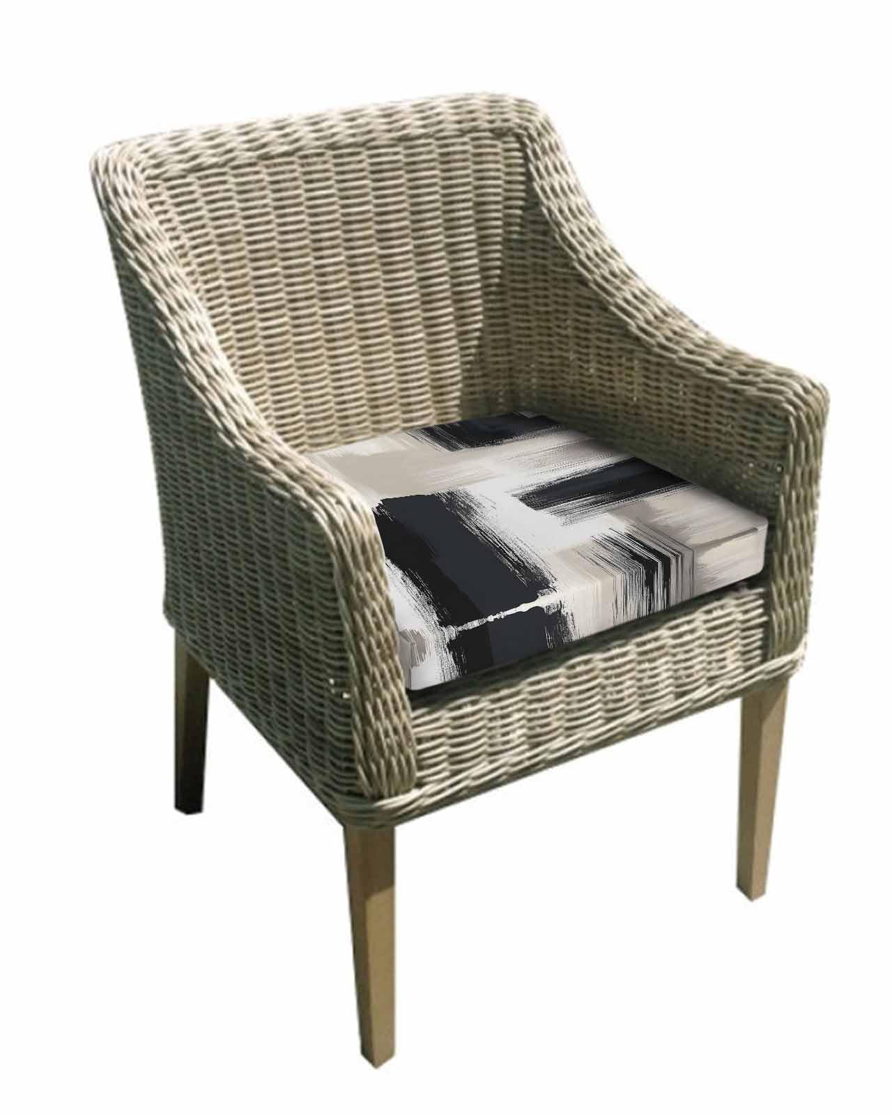 2 Pack Black Grey Waterproof Cushion Covers with Ties, Outdoor Patio Chaise Lounge Chair Seat Cushion Slip Covers Replacement(Only Cover) Geometric Vintage Retro Oil Painting 20