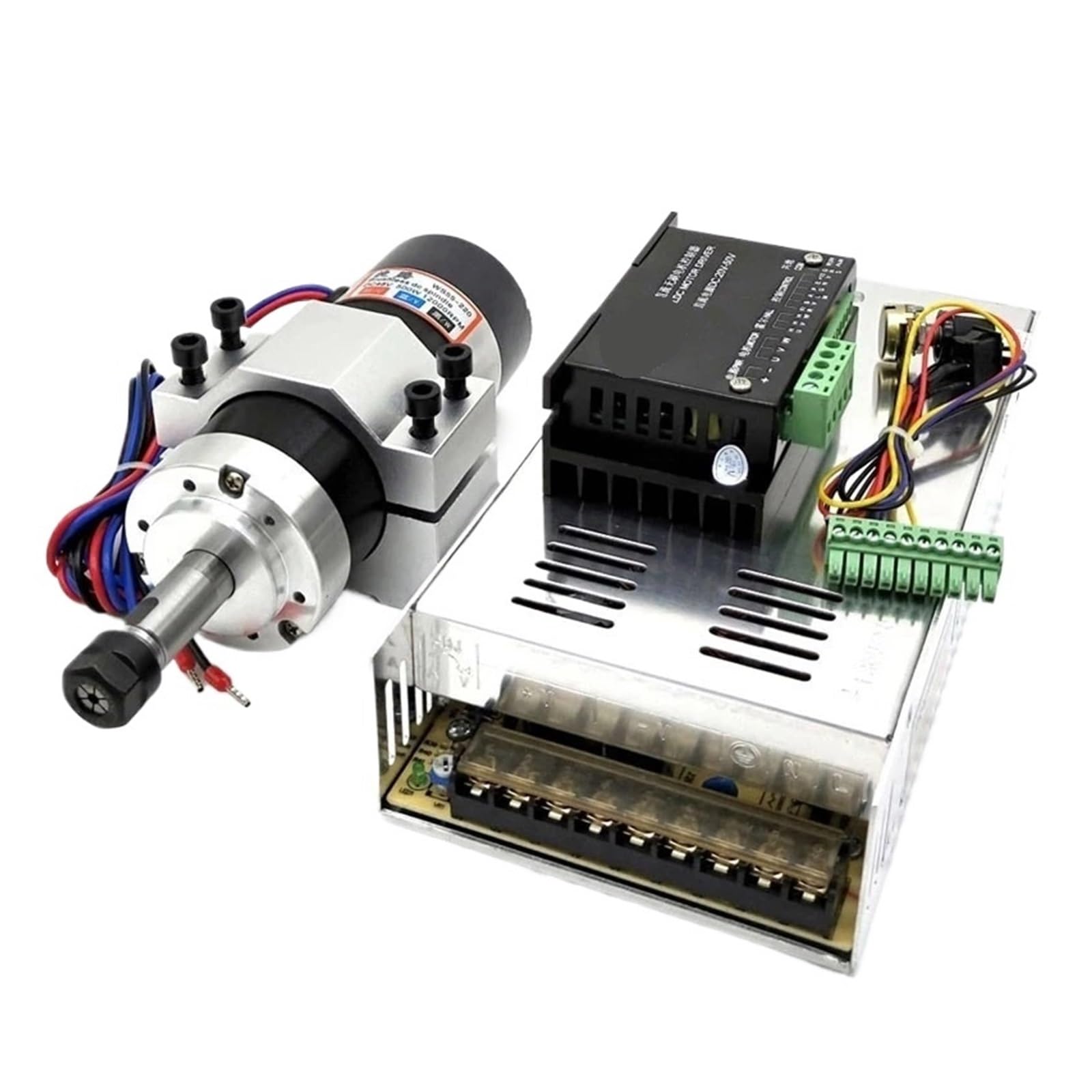 500W Air-Cooled Spindle Kit - ER11/ER16 48V 12000RPM with Power Supply for Engraving(300WBrushles Spindle,ER16)
