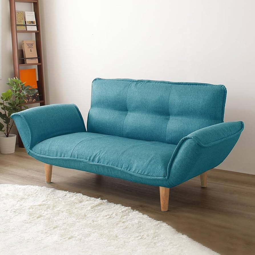 Amazon｜ソファー 2人掛け カウチソファー リクライニング ブルー