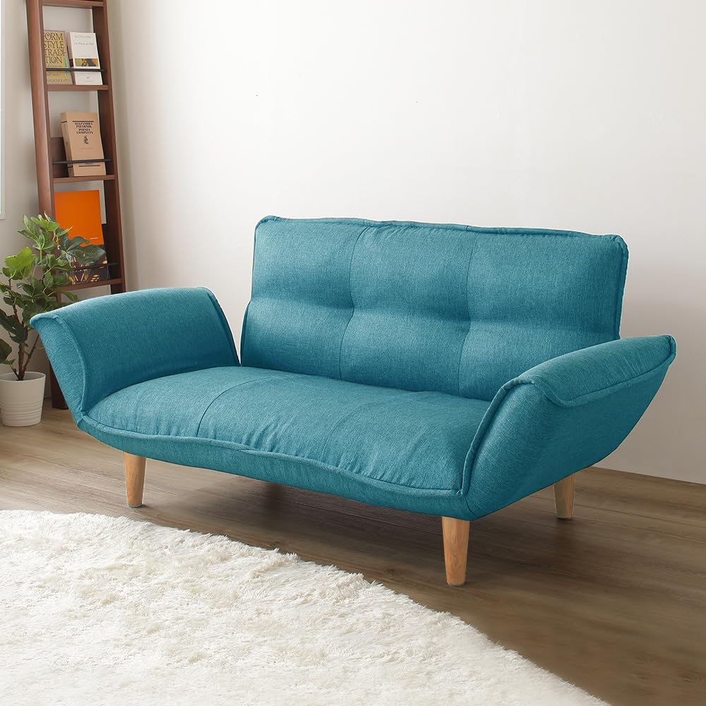 Amazon｜ソファー 2人掛け カウチソファー リクライニング ブルー