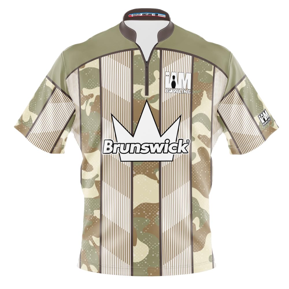 Logo Infusion I AM Bowling Jersey Short Sleeve Sash Collar 2329 BR2 Made in USA BRUNSWICK2 (US, Alpha, Small, Regular, Regular, Multi)