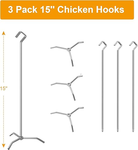 Miniatura 2 de BBQ-PLUS Soporte vertical para pavos para asar pavos para parrillas (paquete de 3 asadores de pollo)