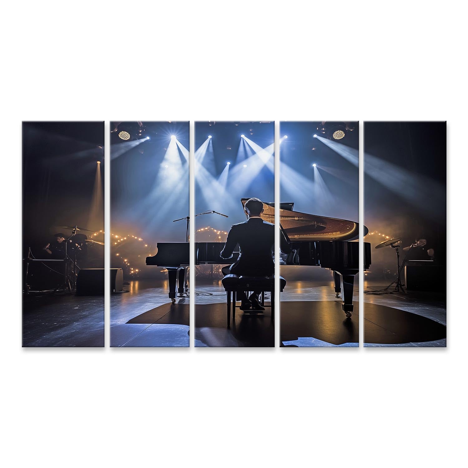 Tableau sur toile vue arrière jeune pianiste mâle poster instrument de musique