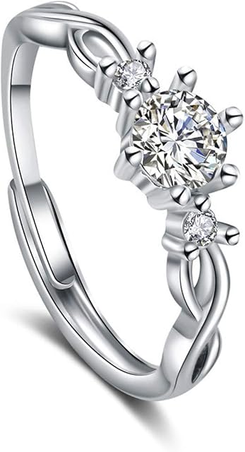 GULICX Solid 925 Sterling Silver Ring for Women Men, Moonstone Cubic Zirconia CZ Celtic Knot Adjustable Rings, Eternity Engagement Promise Finger Ring Anniversary Wedding Silver Rings Jewellery Gifts
