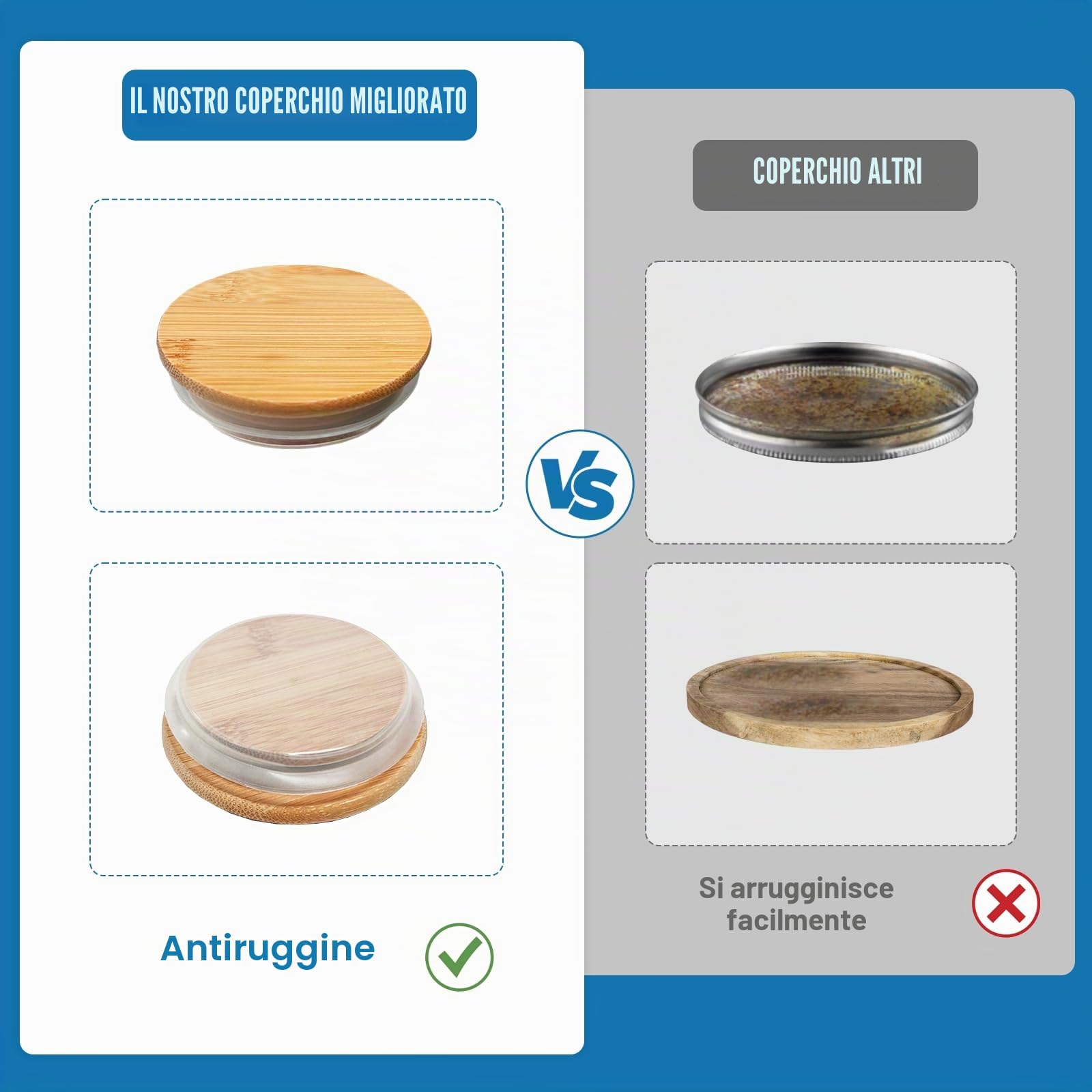Set dispenser per detersivo per bucato con coperchi e manici in bambù, facili da versare, confezione da 2 contenitori per bucato da 1,417,5 g, per l'organizzazione e la conservazione della
