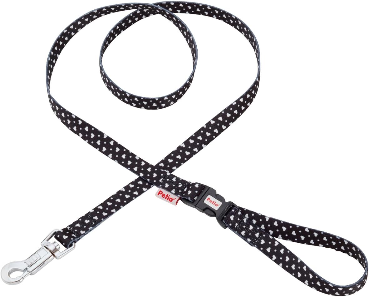 Petio ARFashion Heart Dot Leash for Small Dogs, Black, Small