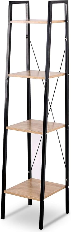 title=eSituro Scaffale Libreria a Scala Scaffale Porta Oggetti in Acciaio Legno 4