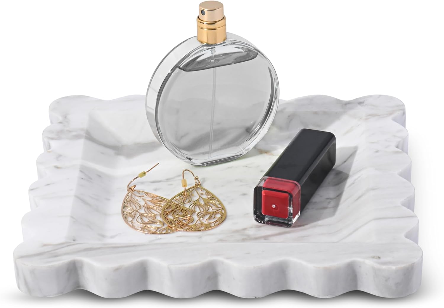 Marble Home Accessory Tray, Elegantly Designed Multi-Purpose Tray, Decorative and Versatile for Living Room, Bathroom, Office, Kitchen