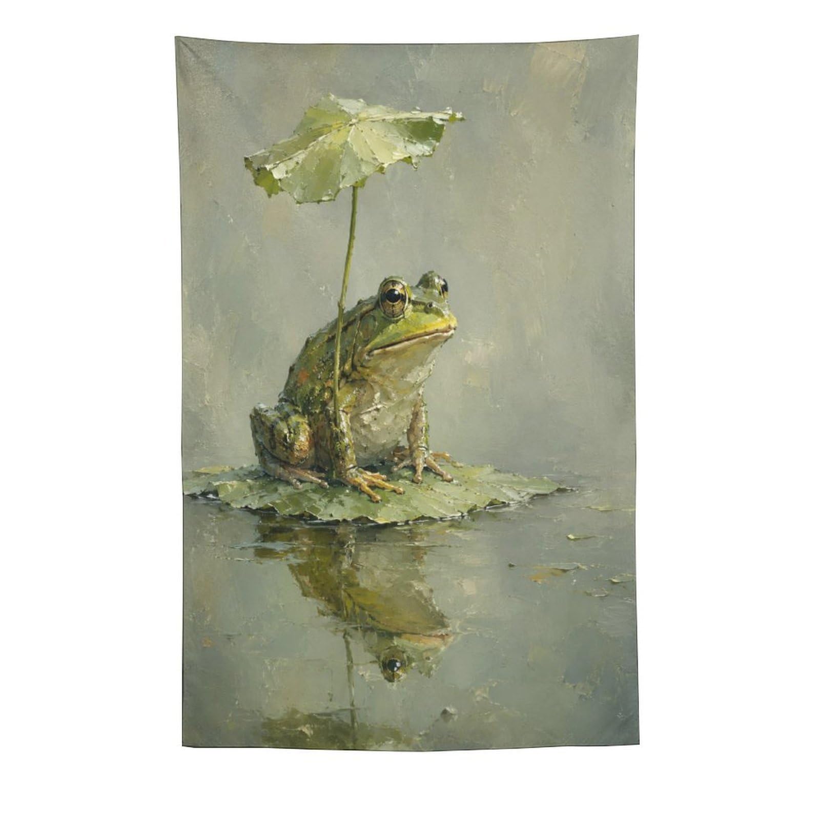 W7C8U2X3 Frog Lotus Umbrella Wall Tapestry, Ukiyo-e, Reading Corner