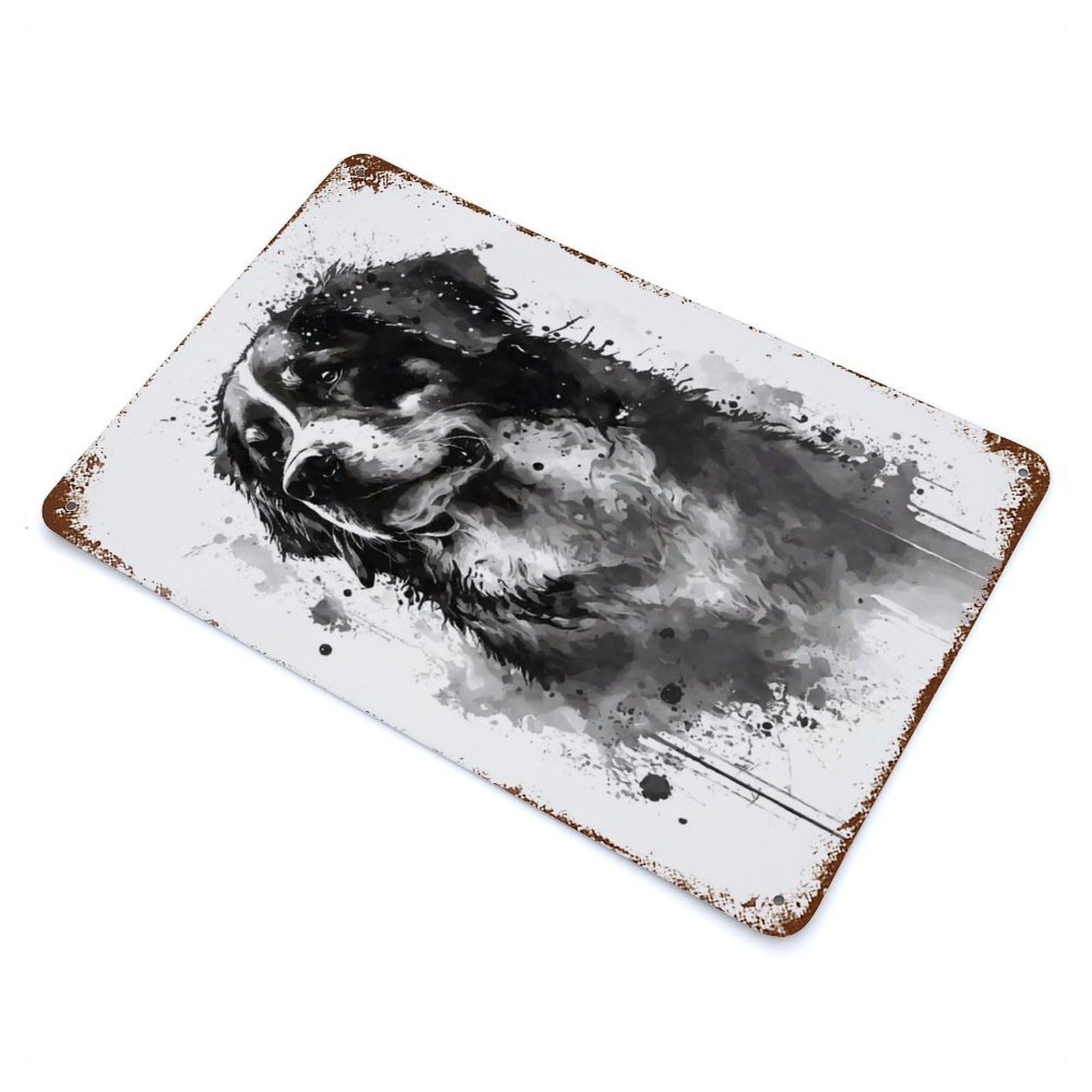Rust Effect Bernese Mountain Dog Ink Retro Metal Sign 11.8"x7.9", Farmhouse Wall Decor for Living Room, Hallway And Home Decor