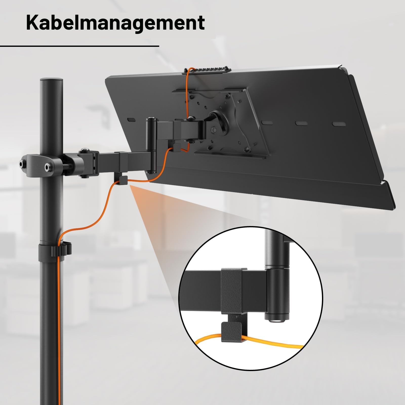 PUTORSEN Tastaturablage für Pole Mount, 25.7" x 9.8" Keyboard Mount passt auf die meisten Standard und Oversized Keyboards, hält bis zu 2.2lbs, Klammer-Arm fits Any Pole from 1.1” to 2.4”, Schwarz