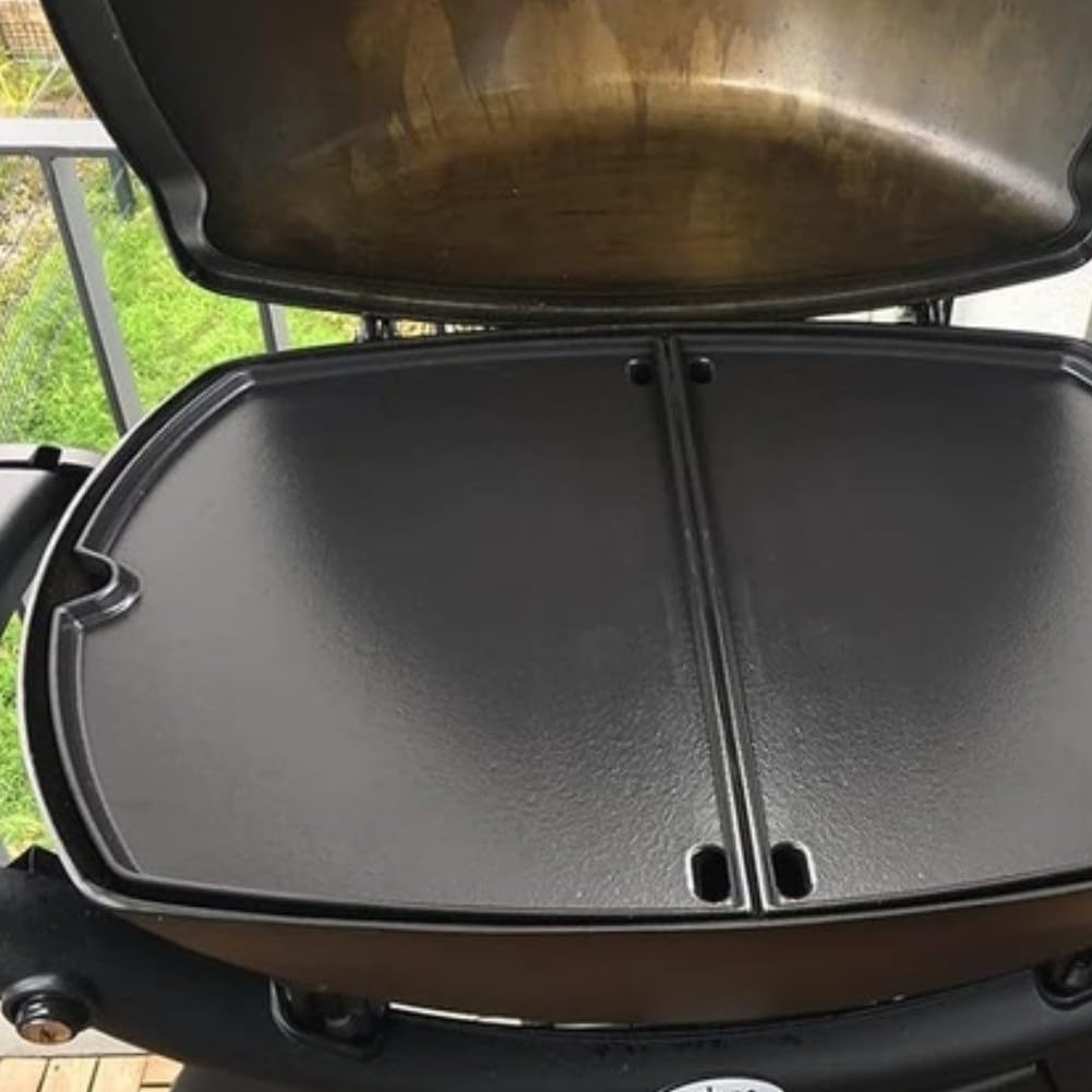 Piastra di cottura in ghisa, per griglie Weber Q100 Q1000 Q1200 Q1400, piastra antiaderente smaltata, con bordi rialzati, ricambio per barbecue, parte 6558, 32,5 x 24 x 3,5 cm