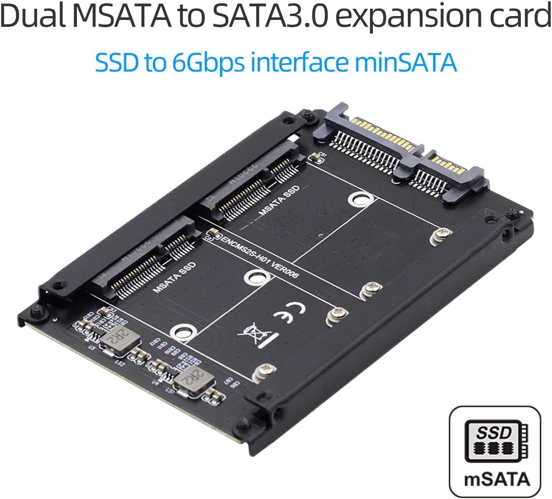 cablecc Dual MSATA Mini-SATA SSD Card JOBD Raid0 Span Bridge to 2.5inch SATA Combo HDD Disk Drive Enclosure