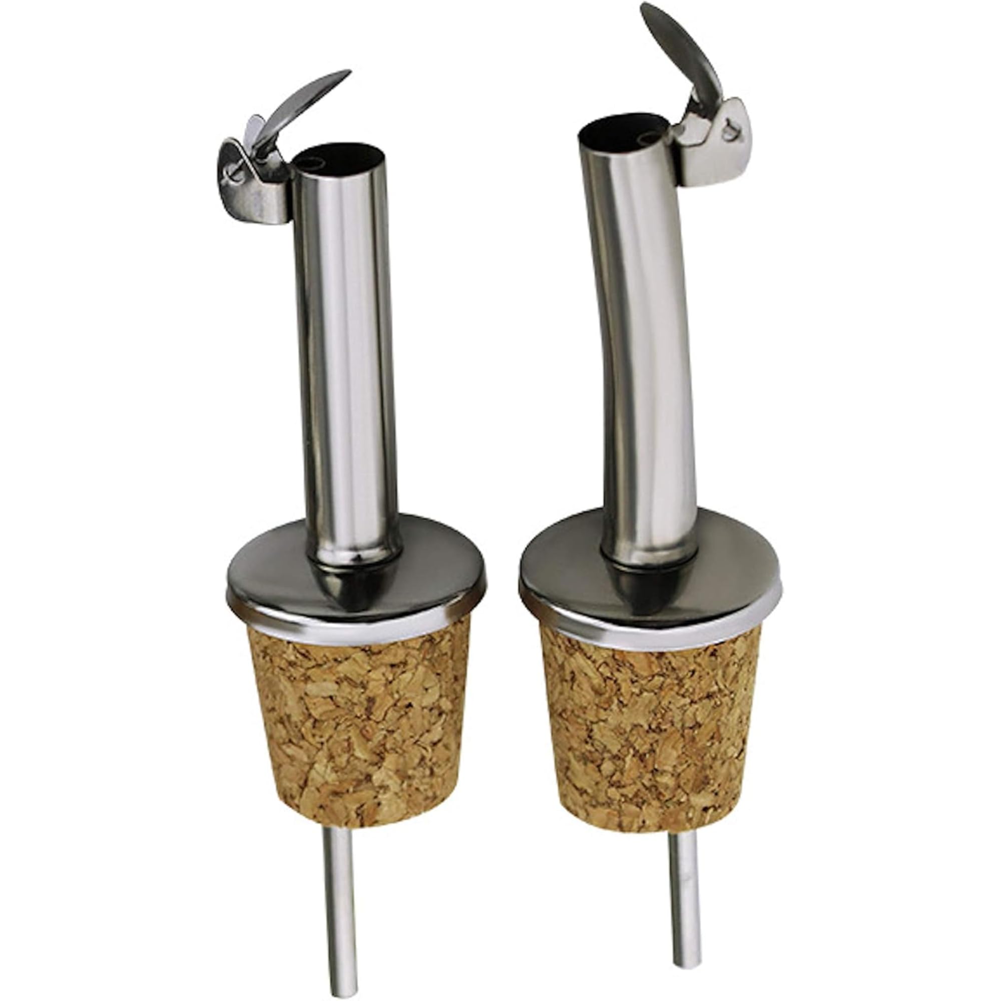 New Day Solutions Silver Nds Pack Of 2 Stainless Steel & Cork Olive Oil Pourer & Drizzler With Hinged Flip Top Cap Ideal For Wine, Liquor, Coffee, Syrup & Vinegar Dispenser/Bottles