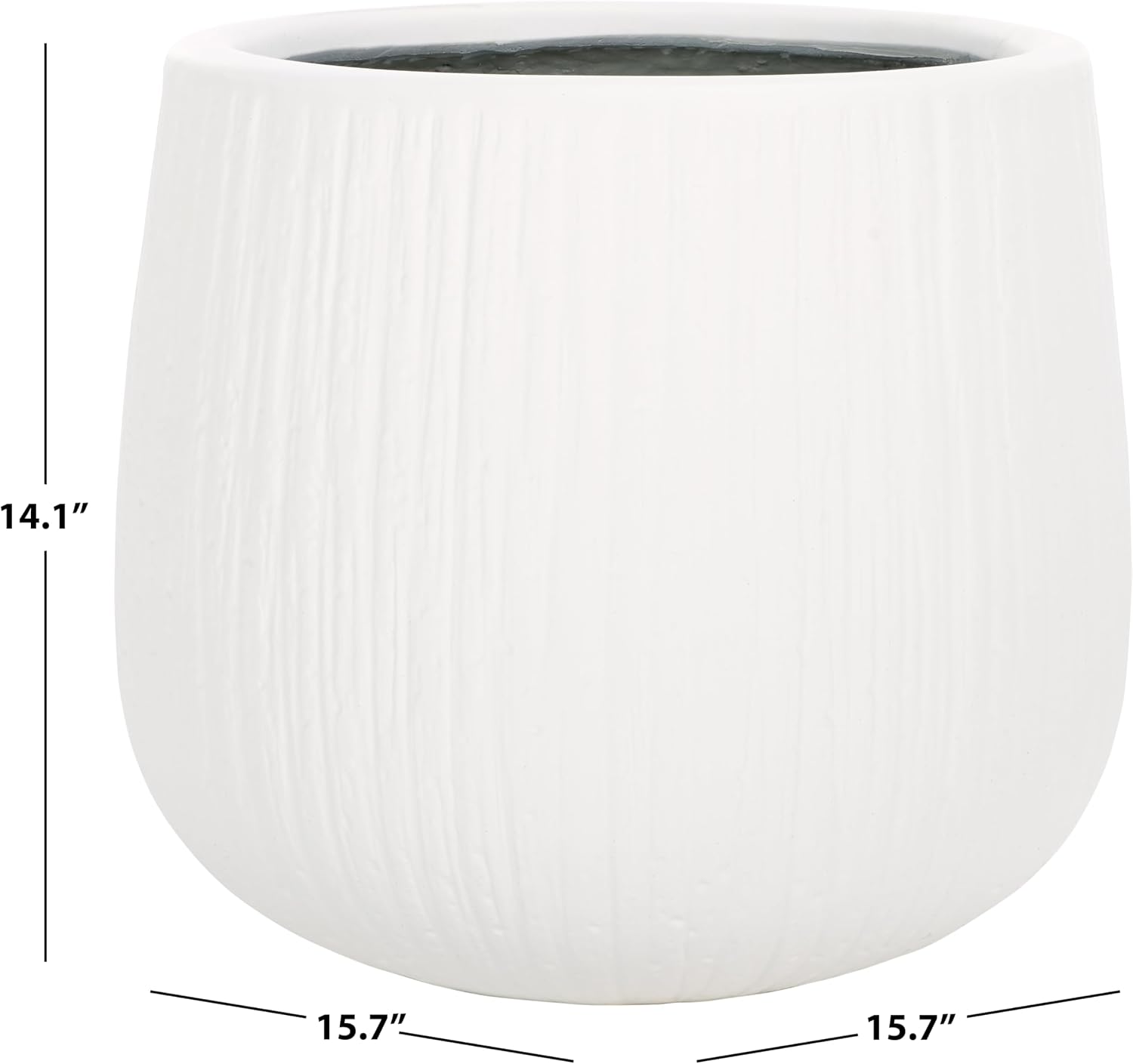 SAFAVIEH Outdoor - Francia White Concrete Ficonstone Planter Pot with Drainage Hole, Frost Resistant Garden Planter for Patio, Deck, Indoor Outdoor Use, 15.7" W x 15.7" D x 14" H (PAT1523C)