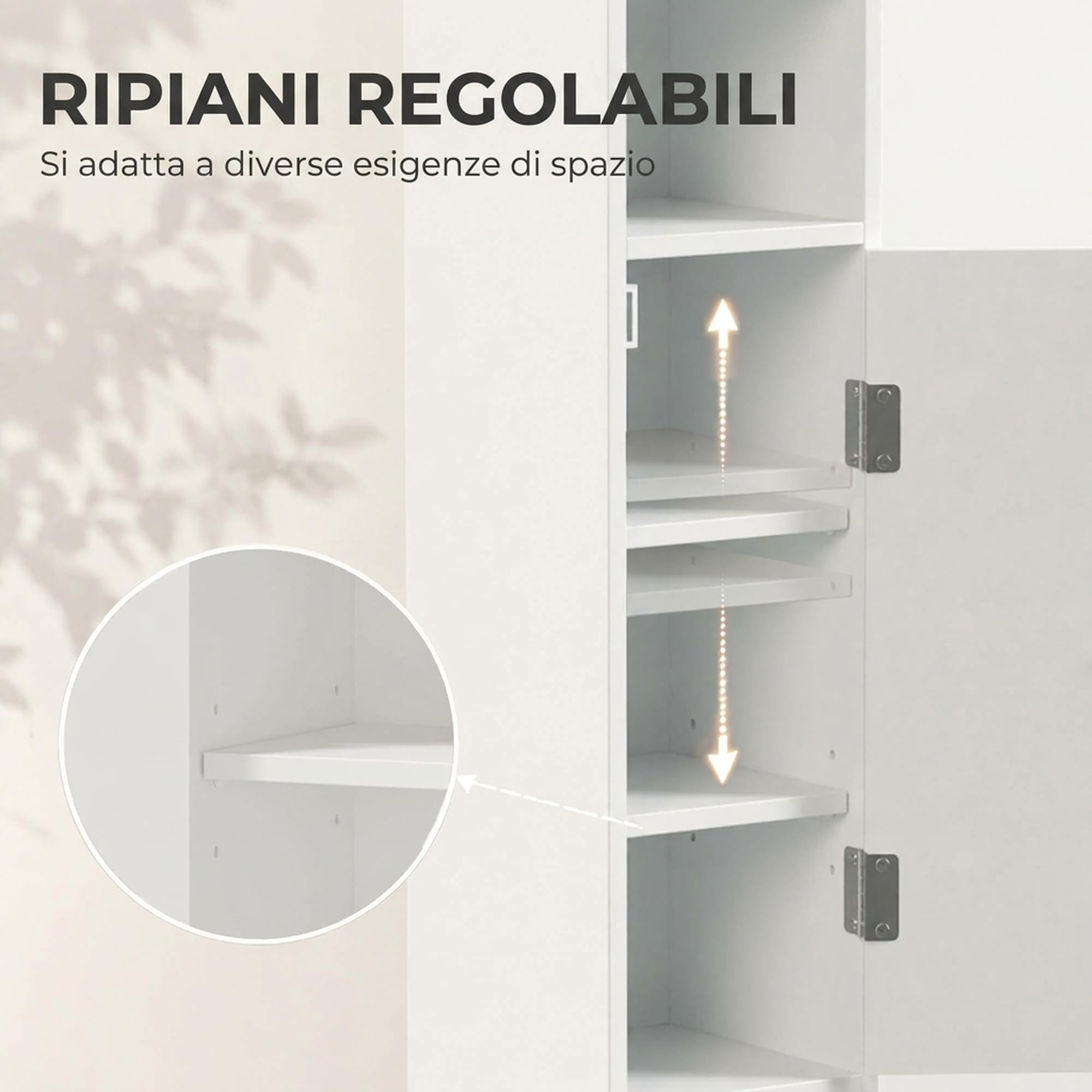 HOMCOM Mobile Bagno Salvaspazio Stretto, 18x20x80 cm, Bianco