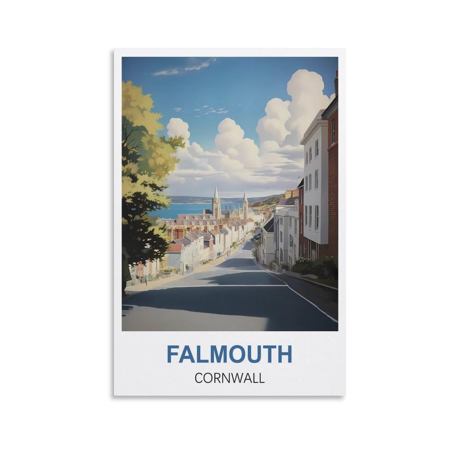 EZMLFA Paint by Numbers Falmouth Cornwall DIY Acrylic Painting by Numbers Kits with Brushes Acrylic Pigment Home Decoration Brithday Gifts 50x60cm
