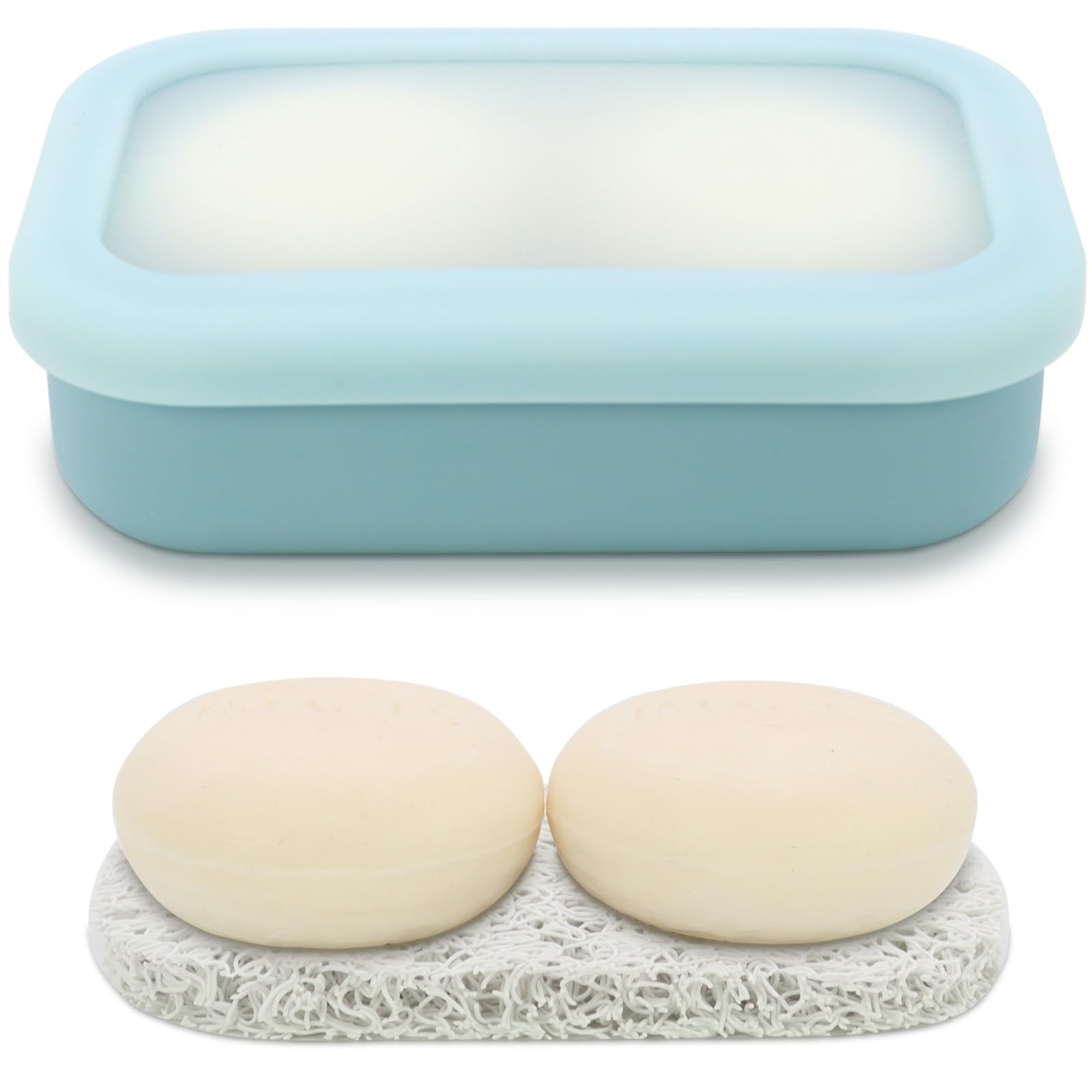 OLAMAR Solid Shampoo Bar Holder Silicone Travel Soap Case Enhanced Leak Proof Soap Container with Drainage Layer Soap