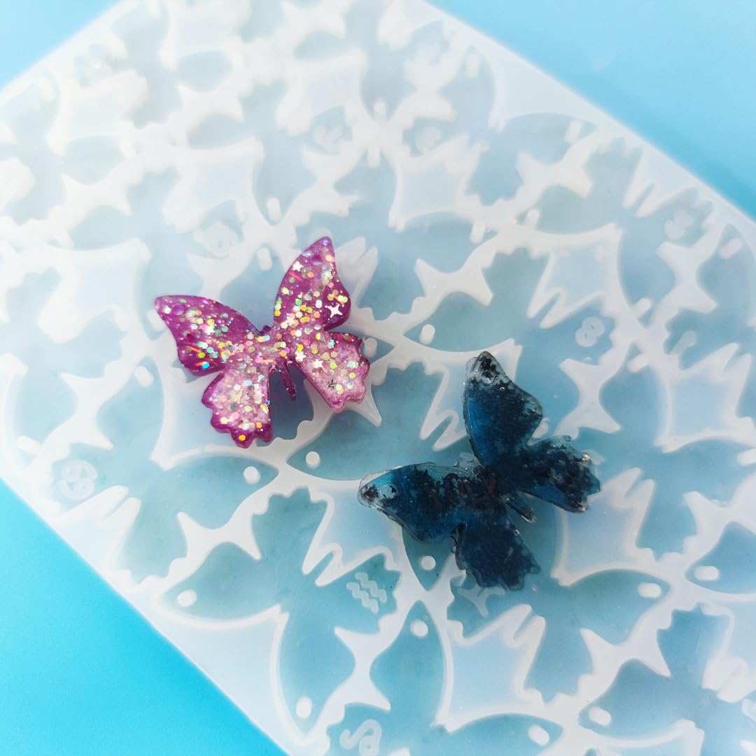 Set of 2 Butterfly Silicone Molds for Resin, Featuring 24 Cavity Casting molds with Holes. Ideal for Creating Resin Keychains and Crafting Jewelry Decorations.-picture-27