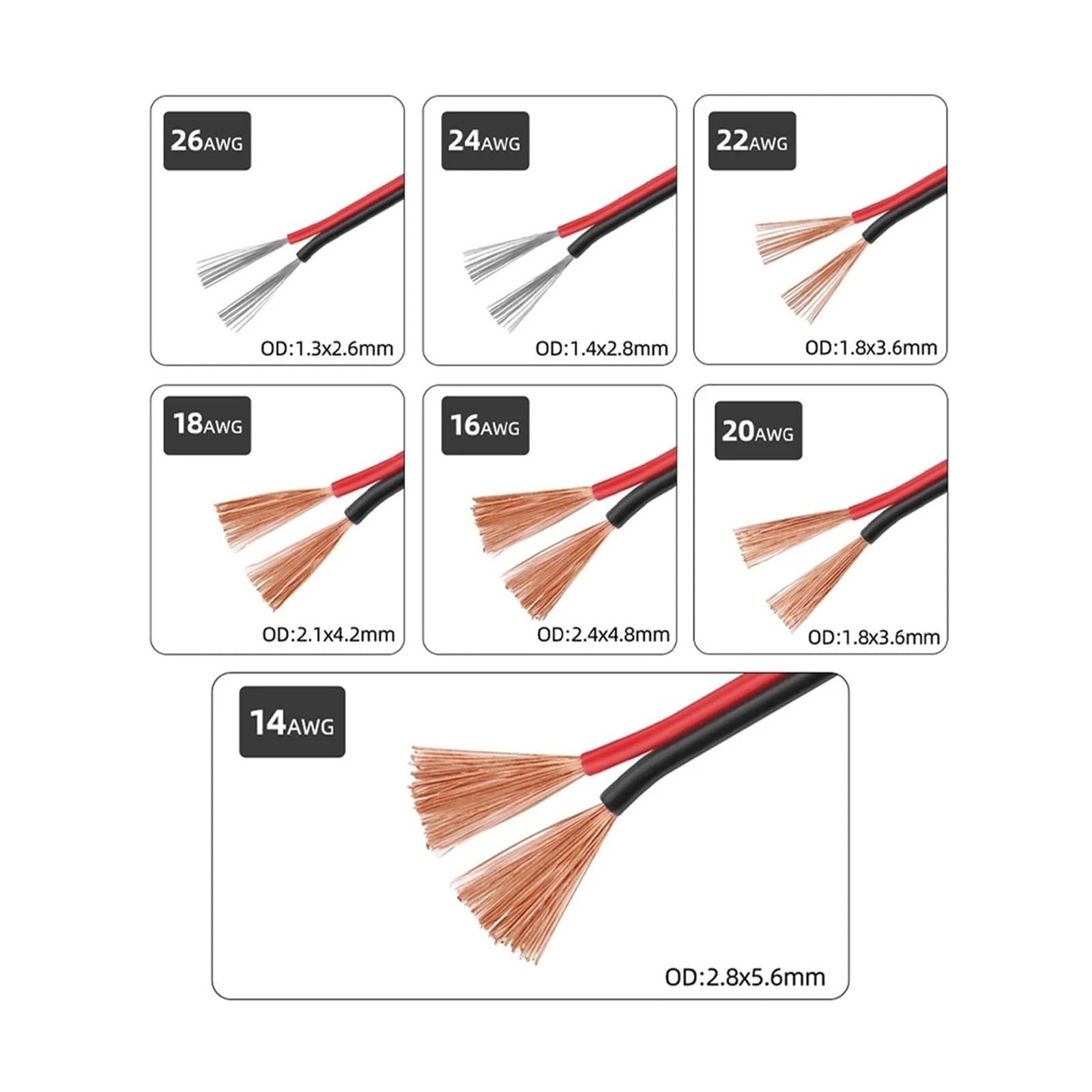 UL2468 26 22 16AWG Czarny Czerwony 2 Kabel Pinowy Pcv Przewód Elektroniczny Zasilanie Elektryczne Przedłużacz Głośnik Samochodowy Audio