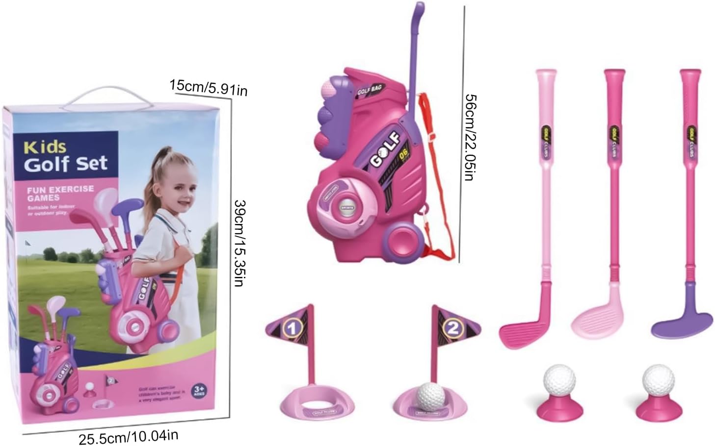 Golf Set, Portable Club Kit, 5-Piece Mini Golfer Clubs with Colorful Balls, Sports Toy Accessory, Kids Golf Set with Carry Bag, Training Play for Backyard and Home