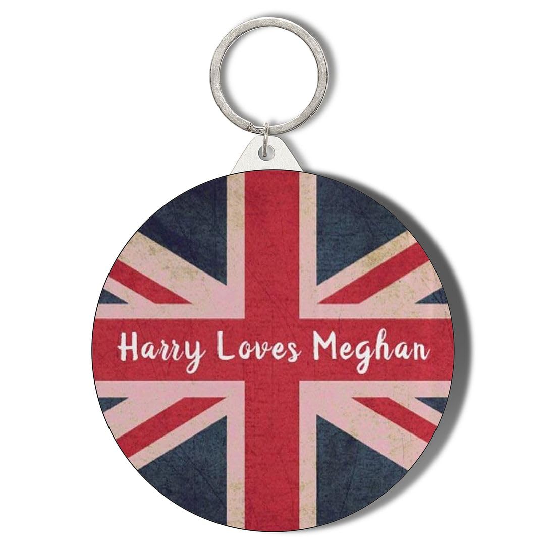 Gift Insanity HARRY LOVES MEGHAN ON UNION JACK SHORT CHAIN KEYRING BOTTLE OPENER