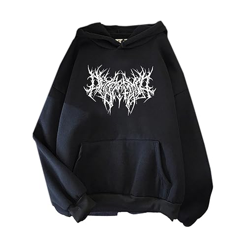 Womens Y2K Grunge Gothic Punk Long Sleeve Hoodies Hiphop Graphics
