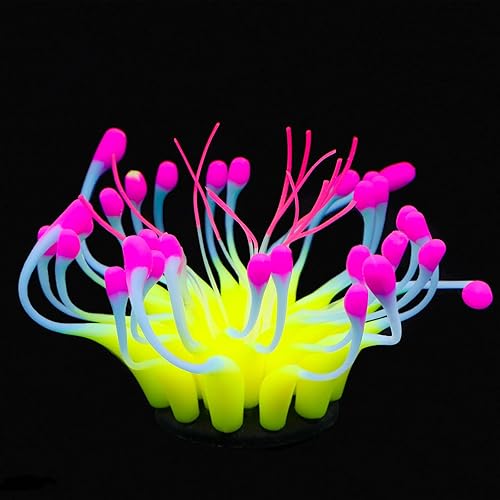 Miniatura 7 de Uniclife Glowing Effect Silicone Artificial GooseneckSunflower Coral Plant for Fish Tank Aquarium Landscape Decoration Fish Tank Decorations Azul,