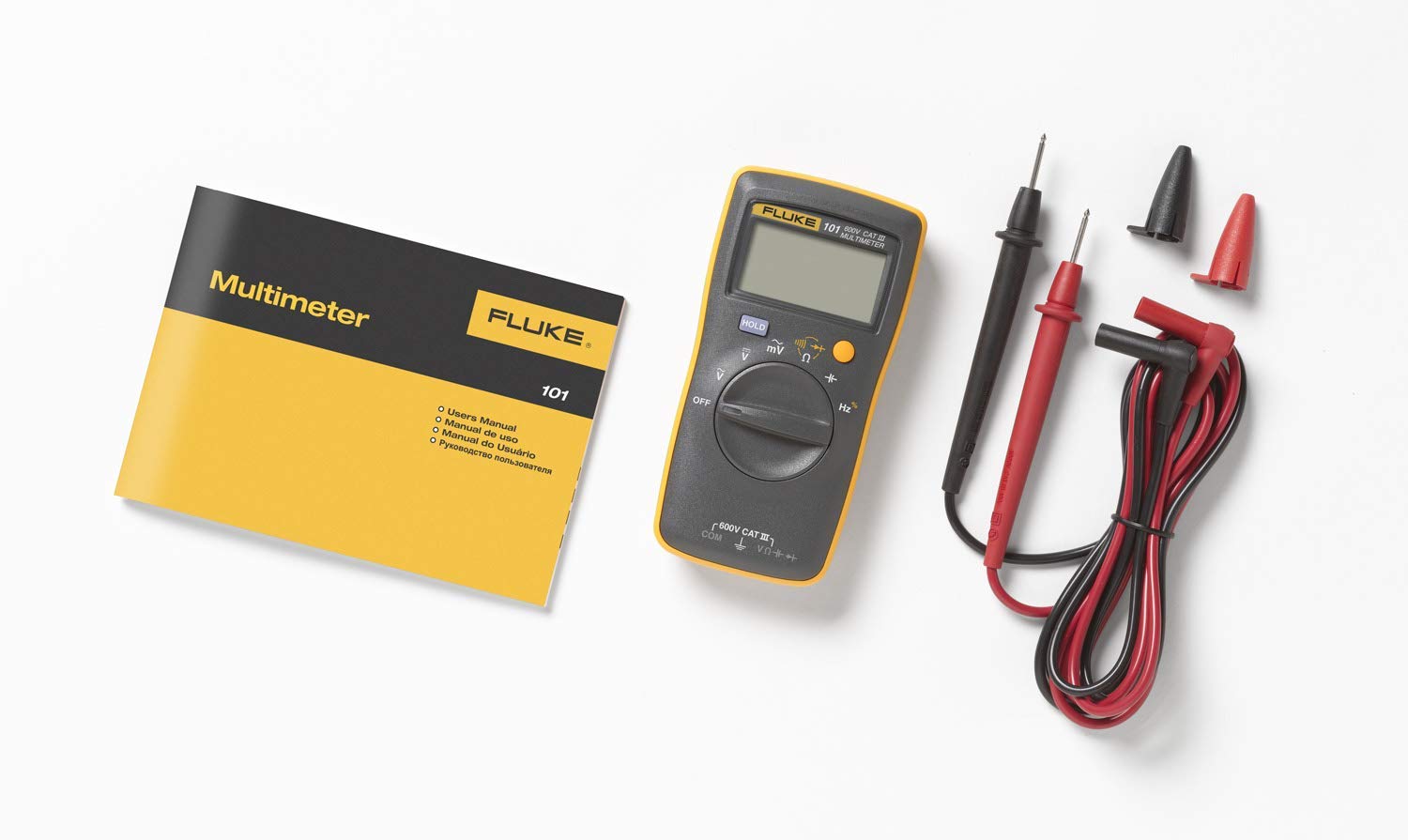 *Envío en el mismo día* Multímetro digital de bolsillo básico Fluke 101 Mediciones de voltaje y corriente Industrial Profesional Laboratorio Residencial Uso comercial Modelo de electricista: Fluke 101