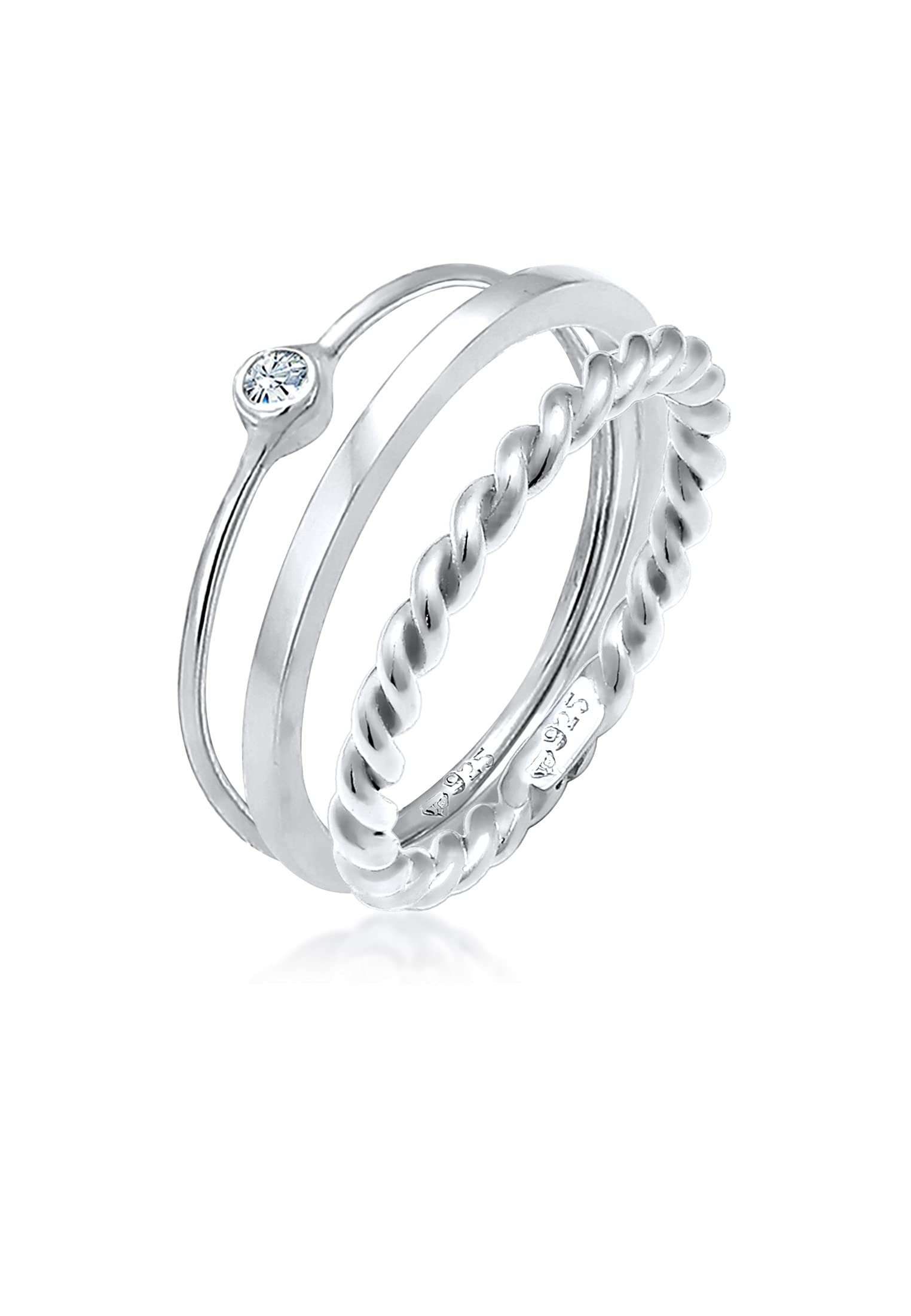 Elli Ring Solitaire Stacking Crystals 925 Sterling Silver