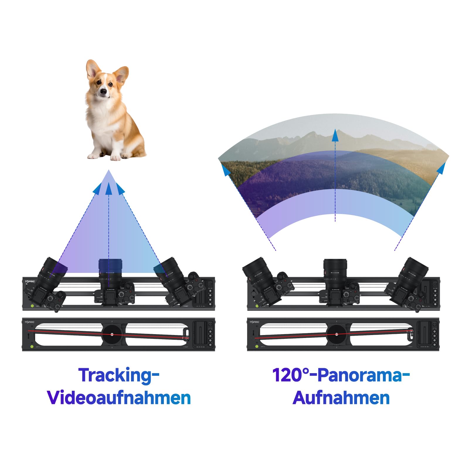 Accsoon - Toprig S60 - Slider motorizzato per riprese video - Carico massimo di 2 kg in verticale e 4 kg in orizzontale - Velocità 5 cm/s - Distanza massima di spostamento: 425 mm