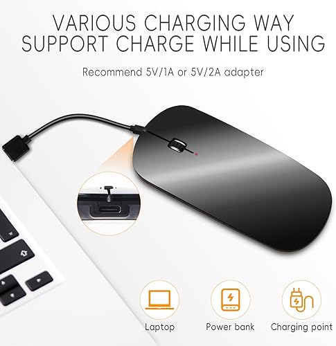 Miniatura 4 de Ratón Bluetooth delgado mini portátil plano de viaje inalámbrico recargable t Ratones ultrafinos Quie compatible con portátil PC portátil Tablet