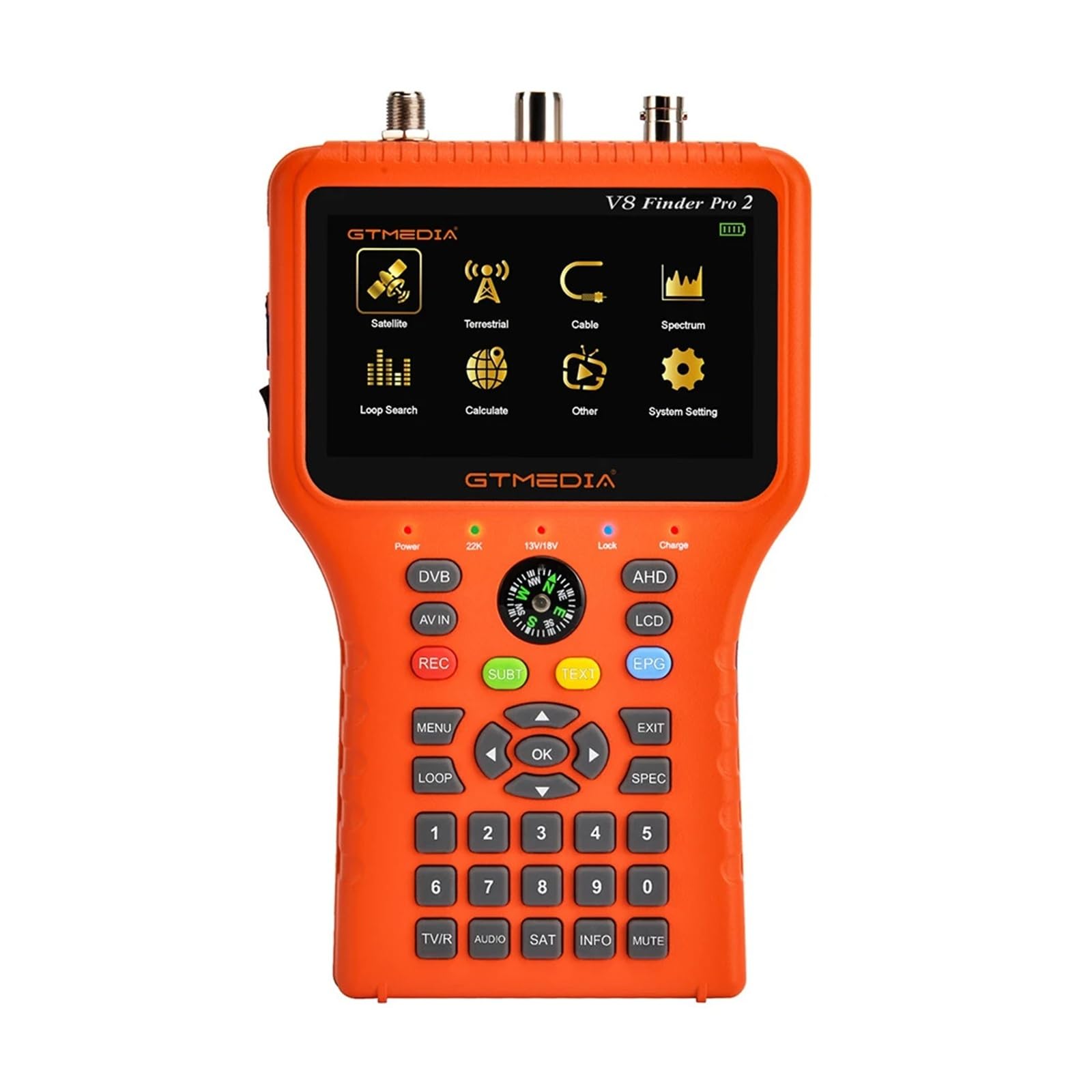 Misuratore di segnale via cavo satellitare e terrestre V8 DVB-S2X/S2/S/T2/T/C Trova satellite TV portatile Visualizzazione chiara