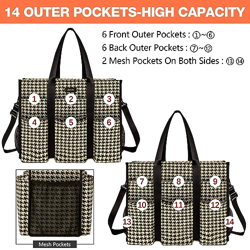 Image of IBFUN Utility Tote Bag with 24 Pockets, Large Teacher Tote for Women with Laptop Compartment, Travel Tote Bag with Zip Top