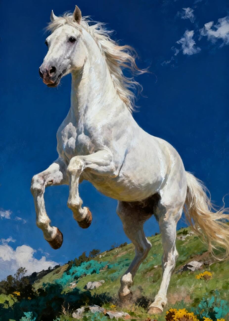 Henypt Cross Stitch Kits Horse Animal DIY Needlepoint Set for Adults Beginners with Accessories Home & Leisure/Gifts 14CT 40x50cm