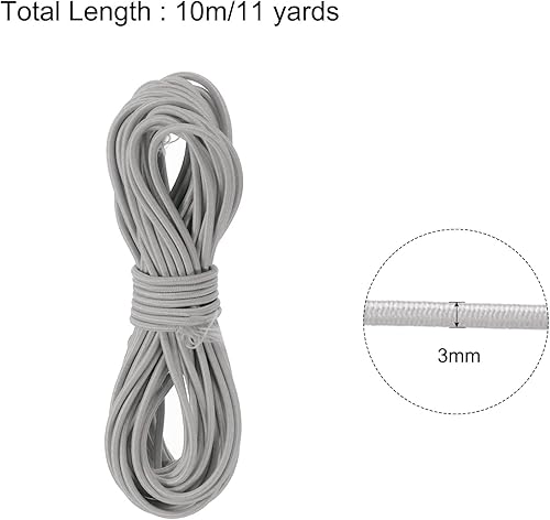 Vista 129 de PATIKIL Cuerda elástica elástica de 1/8 pulgadas, 11 yardas (0.118 in x 32.8 ft), color verde militar para manualidades, correas de gancho