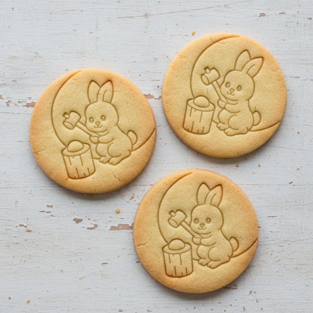 BAKERLOGY Set of 2 Moon Rabbit Cookie Cutters – Mochi Making & Silhouette Bunny Fondant Cutter for Mid-Autumn Festival, Tsukimi, Lunar Celebration & Mooncake Theme Baking