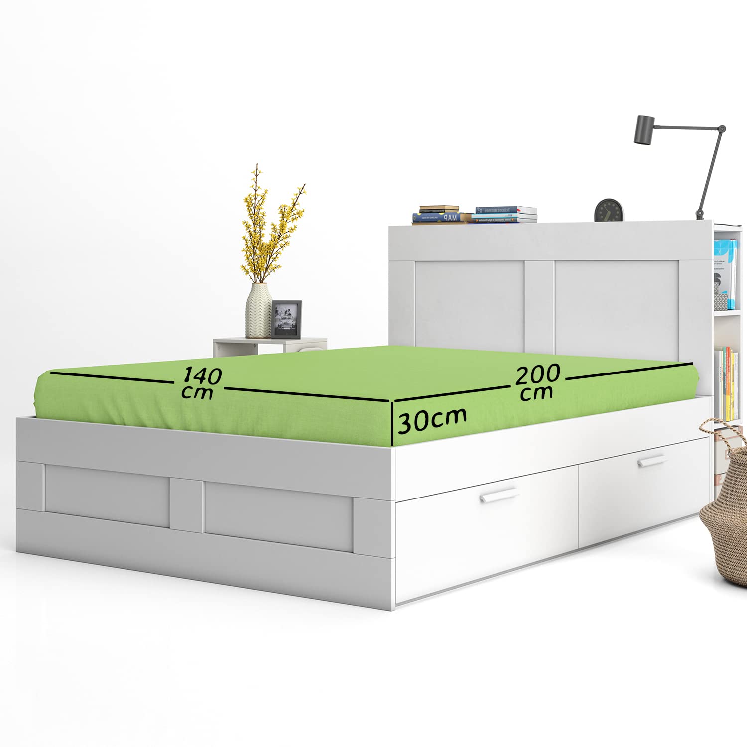 Home Still Fitted Bed Sheet | Super Soft Polycotton & Stretch Micro Knitted Fabric | Washable Soft Flexible & Easy to Tidy Up | Double Size 140x200x30cm Green - Image 3