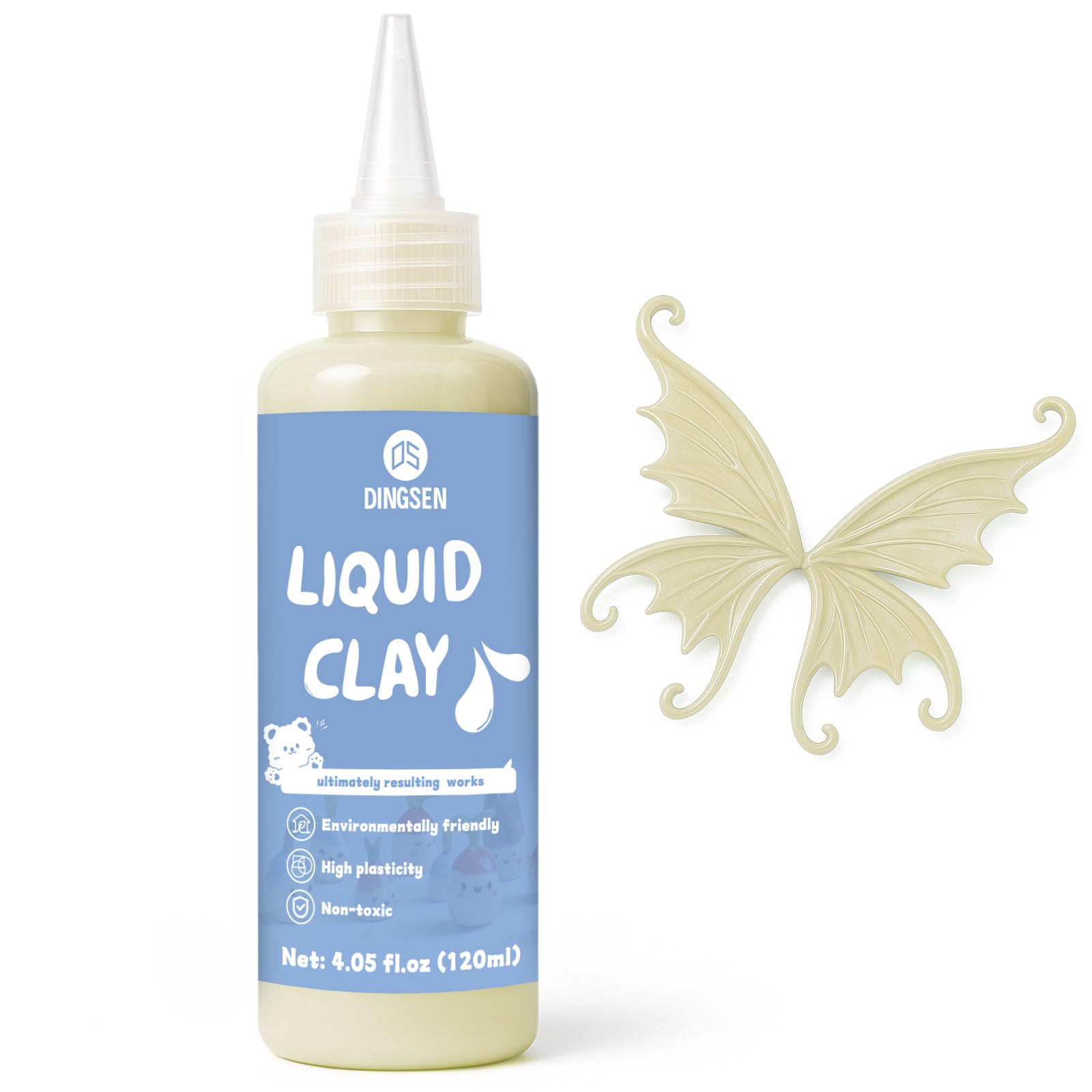 DINGSEN Liquid Polymer Clay AntiqueWhite 4.2oz, Liquid Clay for Polymer Clay Oven-Bake, for DIY Enthusiasts, Easy to Shape & Multi-Mold Compatible
