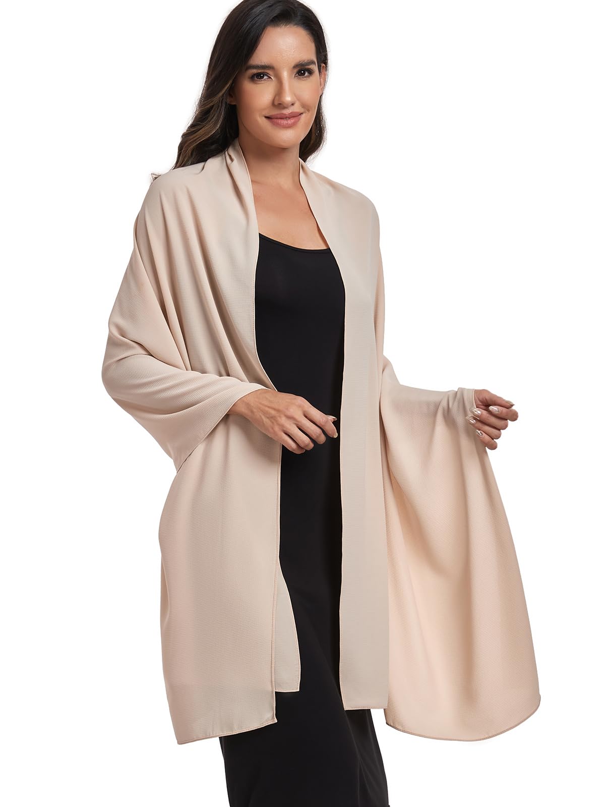 olyrjie Chiffon Shawl and Wraps for Women Warm Scarves Wedding Evening Bridal Scarfs Pashmina Shawls, Champagne, One Size
