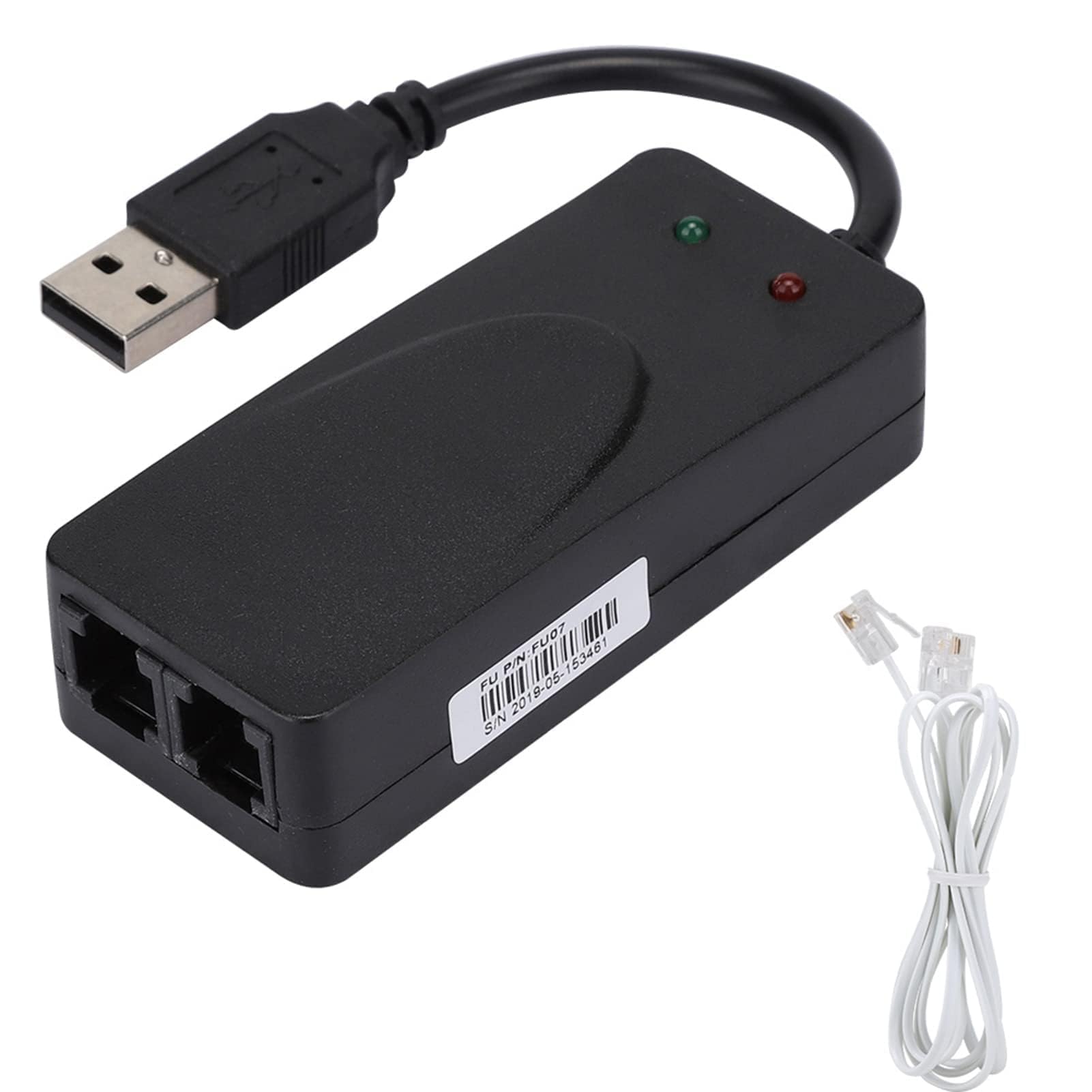 Módem Externo De Datos Y Fax De Voz USB De 56 K Con Puertos Duales, Módem Por Cable Compatible Con Win 7/Win 8/Win 10/Win Xp Y Compatible Con Marcación Automática, Marcación Por Tonos Y Pulsos, Respue