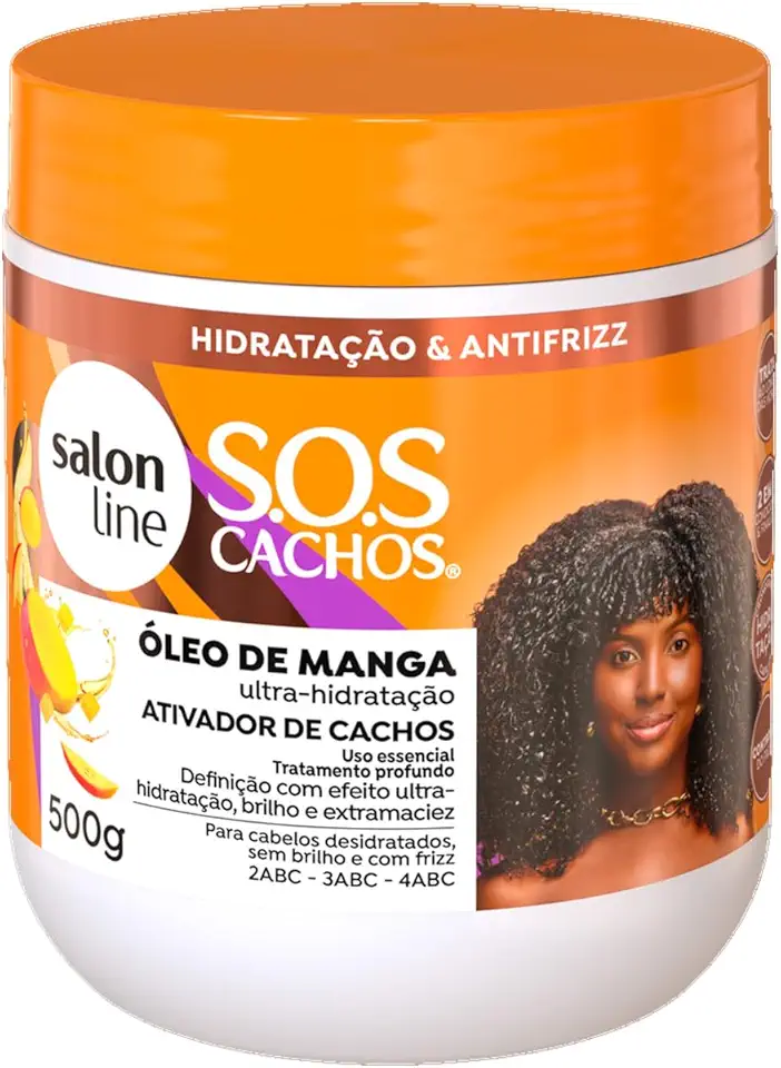 Salon Line, Ativador de Cachos, SOS Cachos, Óleo de Manga, Vegano - Para Cabelos Ondulados, Cacheados e Crespos, 500 g