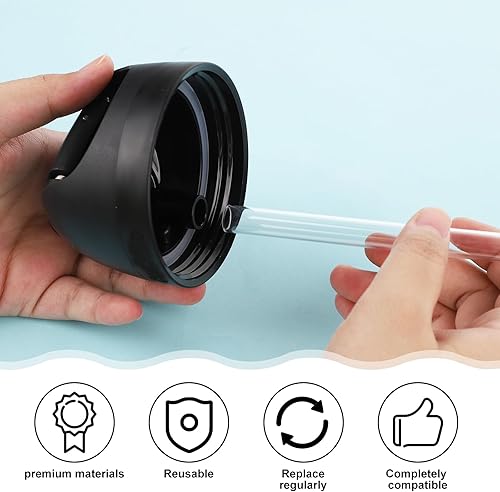 Miniatura 3 de 2 tapones de repuesto compatibles con Owala Freesip de 24 onzas, 32 onzas, con 4 popotes de plástico de repuesto reutilizables, 1 cepillo de