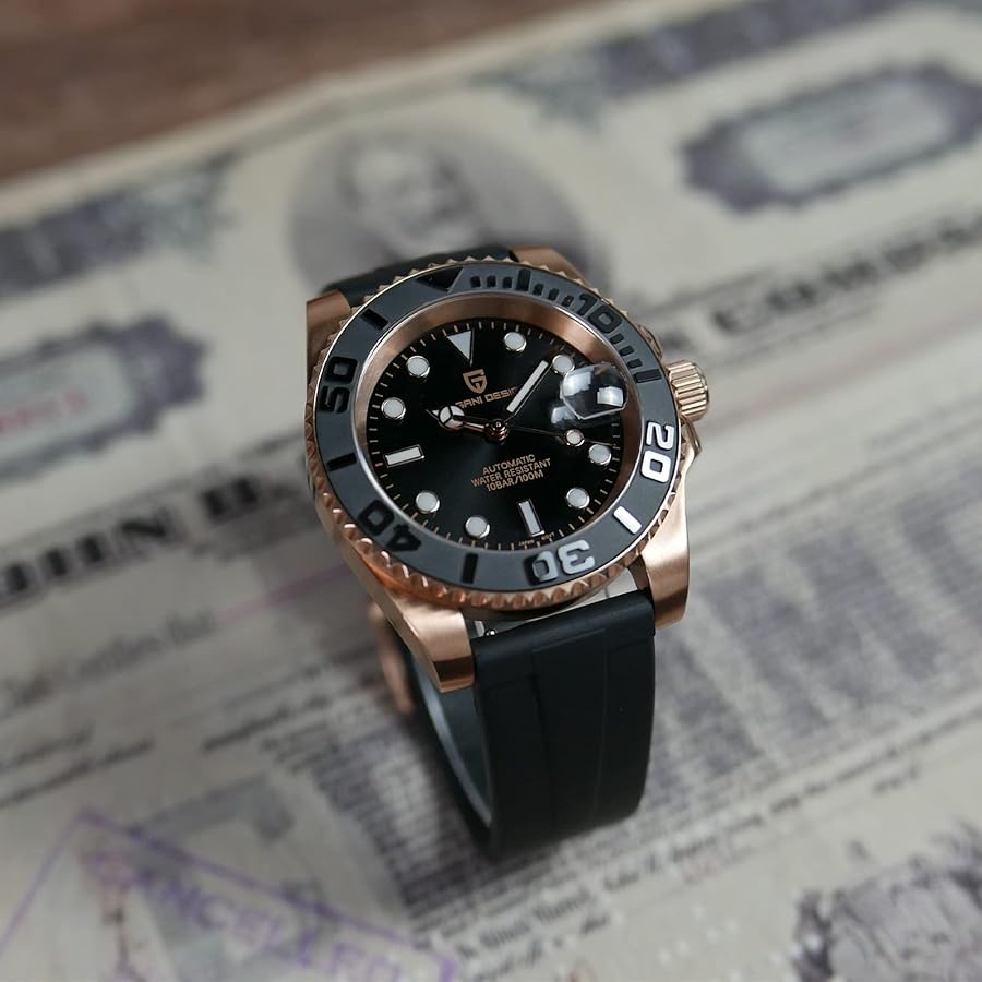 Pagani Design Orologio da polso automatico meccanico da uomo, 100 m, impermeabile, in acciaio inox, alla moda, casual, abbigliamento da lavoro