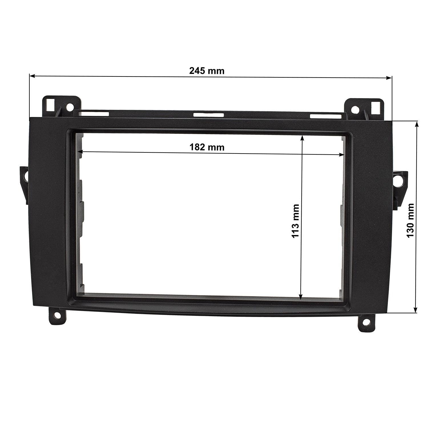 tomzz Audio 2434-029 Doppel DIN Radioblende Set kompatibel mit Mercedes A W169 B W245 Sprinter W906 Vito Viano W639 VW Crafter schwarz mit Einbaukit