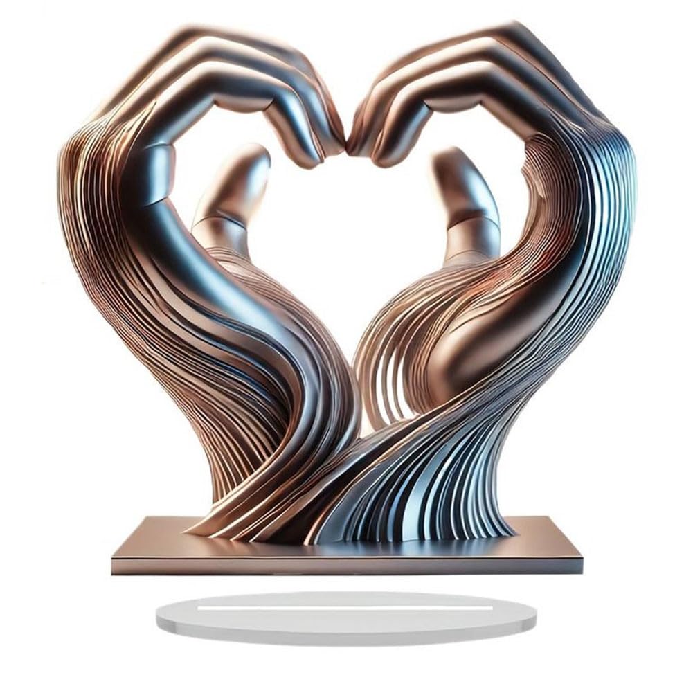 CTRLZS Love Finger Statue Heart-Shape Acrylic Hands Sculpture Modern Art Crafts Home Decor Aesthetic Decoration for Bedroom